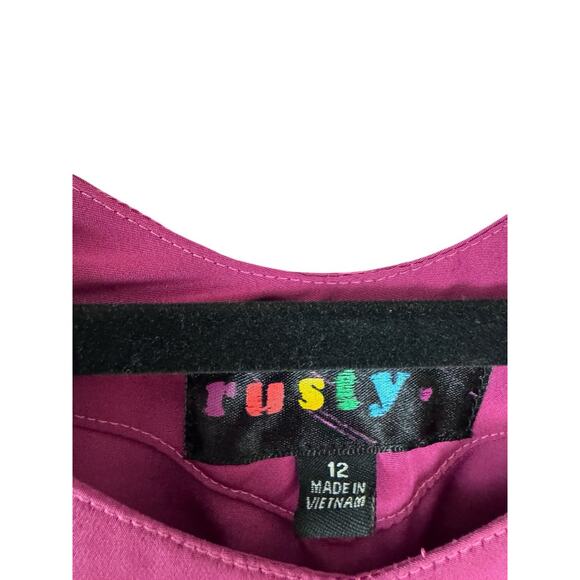 Vintage Y2K Rusty Girls Pink Embroidered Rose Dress Size 12 - Picture 2 of 6